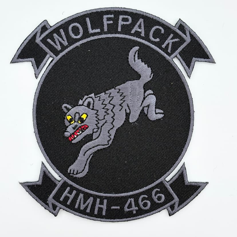 HMH-466 Wolfpack Patch – 4.5" Embroidered Insignia, Iron-On / Sew-On