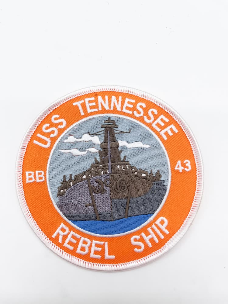 USS Tennessee BB-43 Patch – Iron On Backing, 4 in