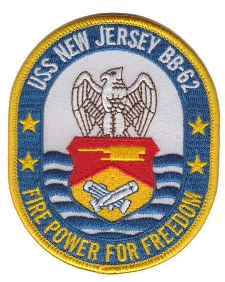 USS New Jersey BB-62 Patch – Plastic Backing