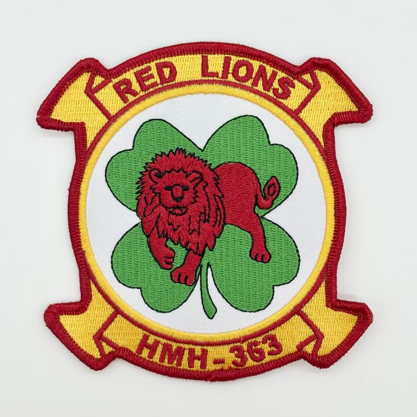 HMH-363 Red Lions Squadron Patch – Embroidered, Iron On Backing
