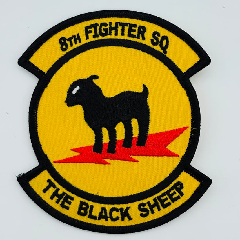 8th Fighter Squadron Black Sheep Patch – 4" Embroidered Shield – Sew-On
