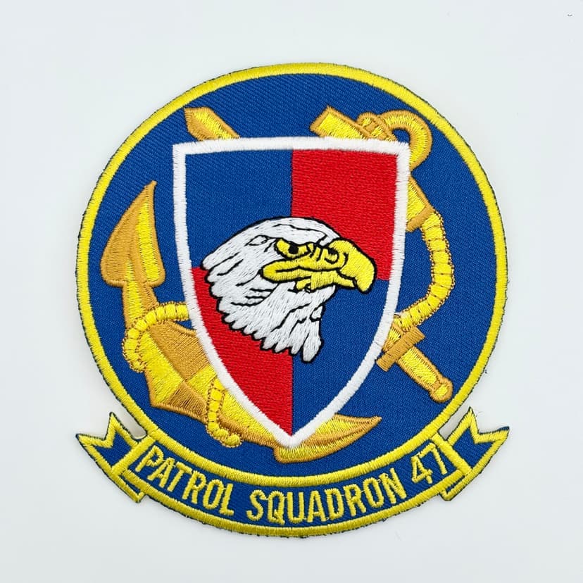 Embroidered VP-47 Golden Swordsmen squadron patch with iron-on backing.