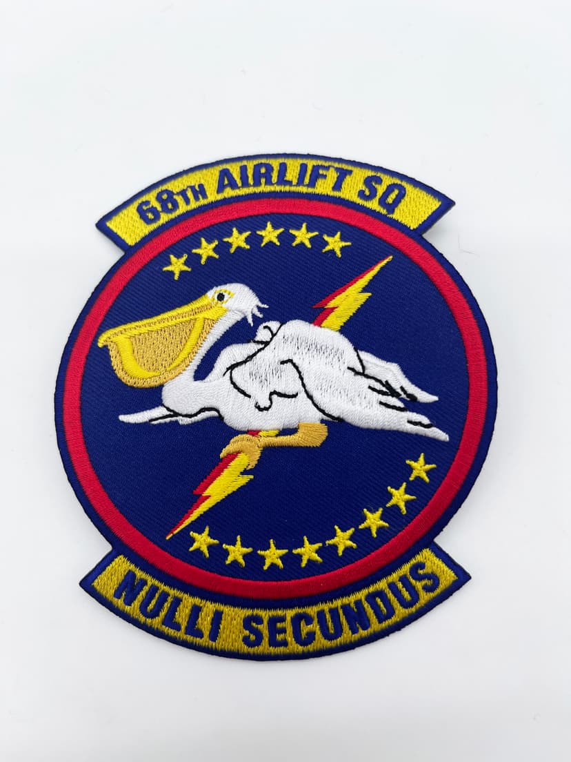 68th Airlift Squadron Patch, 4.5" Circular Embroidered Sew-On Emblem, USAF C-5 Galaxy "Intergalactic Outlaws" Reserve Heritage Insignia