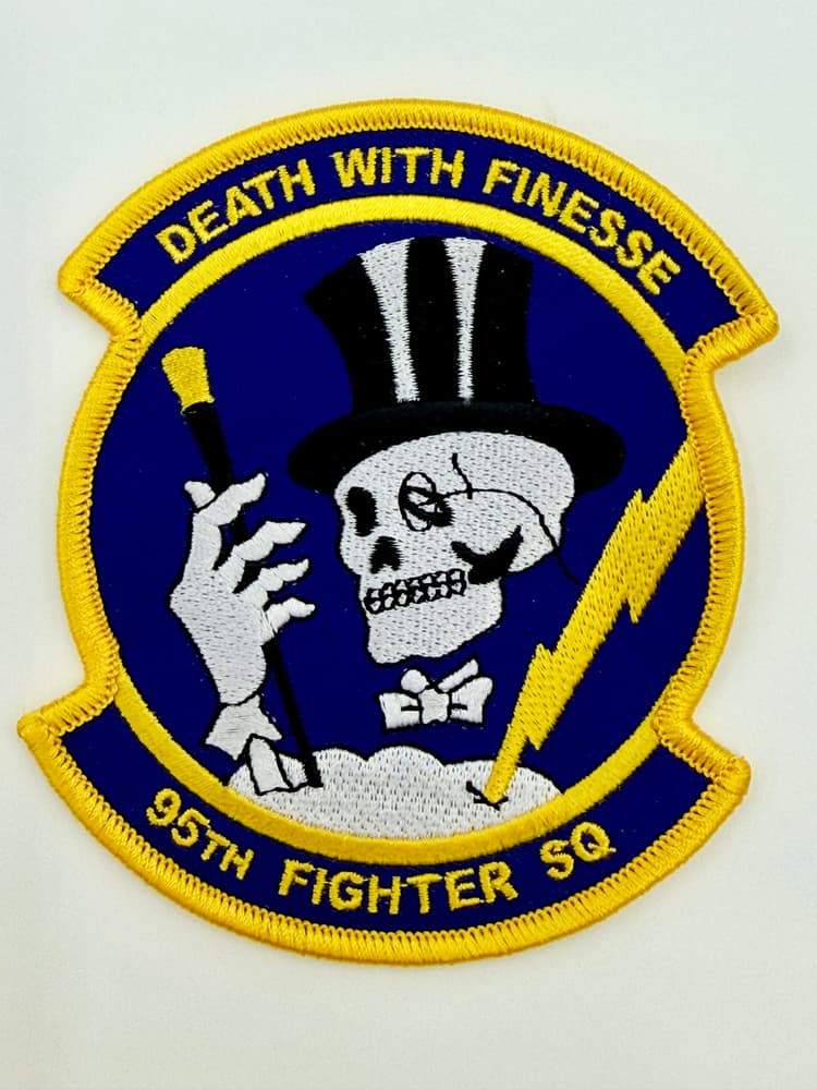 95th Fighter Squadron Death With Finesse Patch – Iron On/ Sew On, Embroidered, 4 Inch