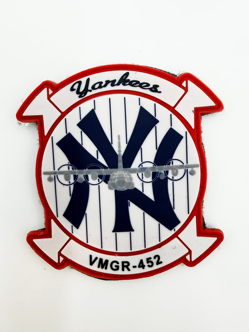 VMGR-452 Yankees PVC Glow Patch – 4.25-Inch Tactical Marine Aviation Insignia – Glow in the Dark Night Vision & Hook and Loop Backing – USMC KC-130T Hercules Stewart ANGB Vet Gift & Refueler Memorabilia