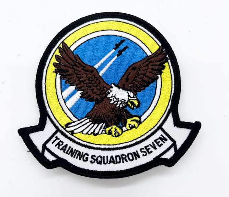 VT-7 Eagles Squadron Patch, Training Air Wing ONE, 4" Circular Tactical Emblem with Hook and Loop Backing, US Navy and USMC T-45C Goshawk Strike Pilot Training Insignia