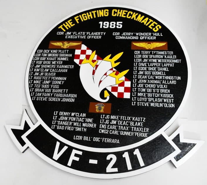 VF-211 Fighting Checkmates 1985 Deployment Plaque
