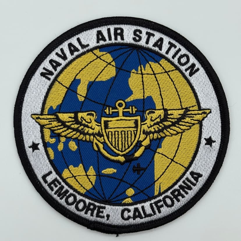 NAS Lemoore Patch – 4 Inch Embroidered Aviation Insignia – Plastic Reinforced Backing, Sew On – Veteran Owned Business