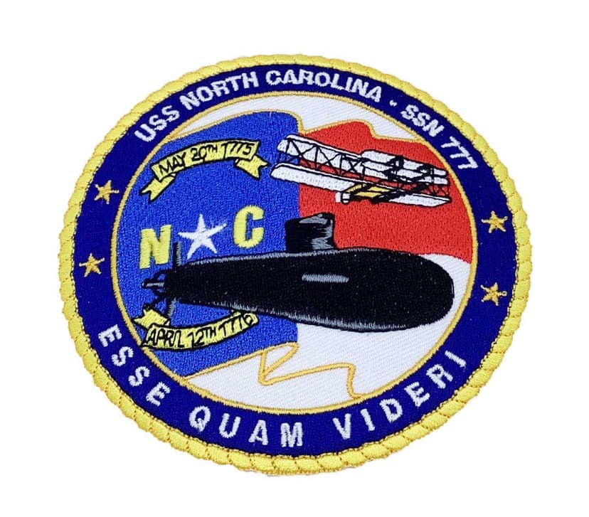 USS North Carolina SSN-777 Patch – Plastic Backing