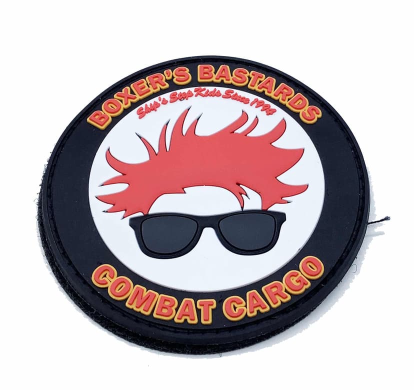 A 4" inch with Hook and Loop PVC patch of the Boxer's Bastards Combat Cargo (USS Boxer).