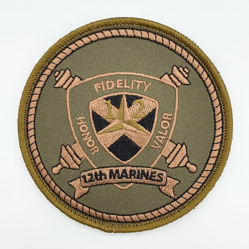 12th Marines Subdued Patch – Embroidered, Hook and Loop