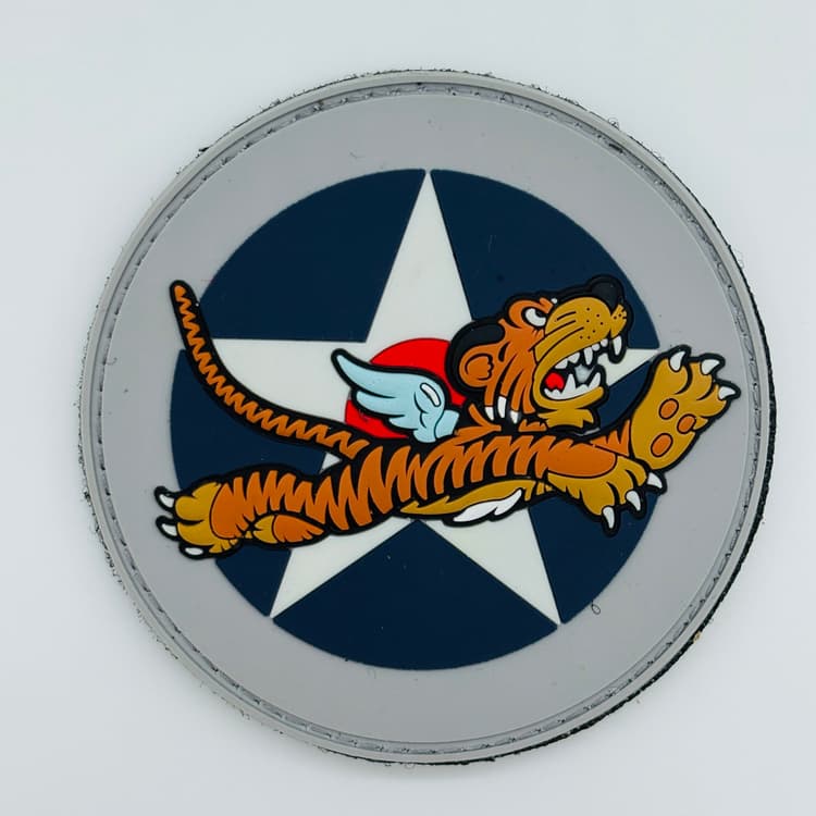 US Army Air Corps WWII Flying Tigers PVC Patch, 4", Hook & Loop