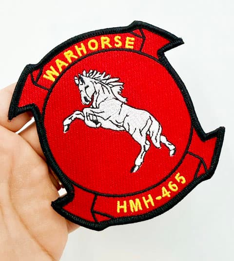 HMH-465 Warhorse Patch – With Hook and Loop, Embroidered, 4.25 Inch