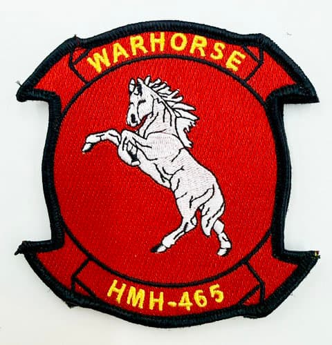 HMH-465 Warhorse Patch – With Hook and Loop, Embroidered, 4.25 Inch