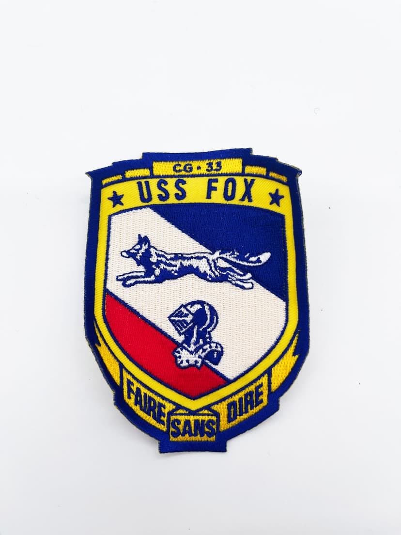 USS Fox CG-33 Patch – Embroidered, 4 Inch, Iron On