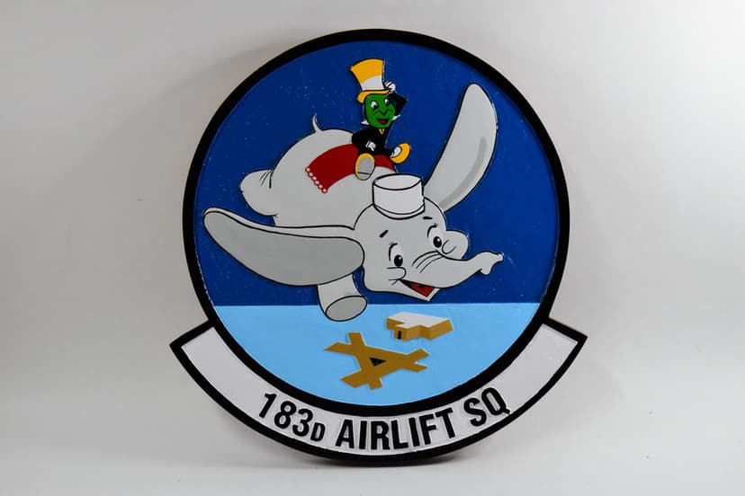 183d AS MS ANG Plaque, 14" Mahogany