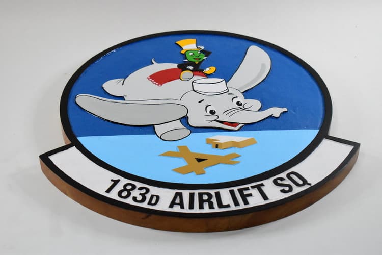 183d AS MS ANG Plaque, 14" Mahogany