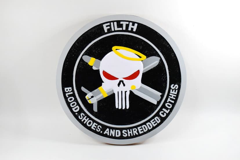 VMGR-252 FILTH Plaque, 14-inch Mahogany