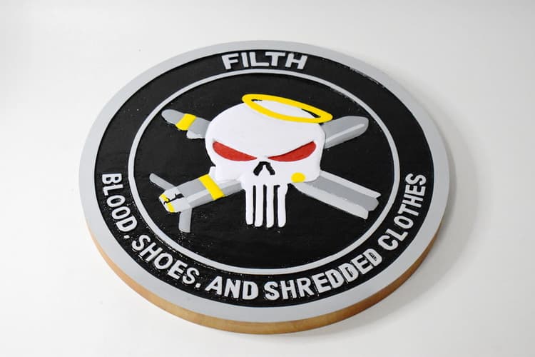 VMGR-252 FILTH Plaque, 14-inch Mahogany