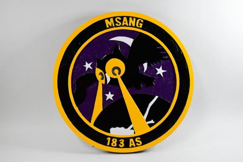 183d Mississippi ANG (Bat Eyes) Plaque, 14" Mahogany