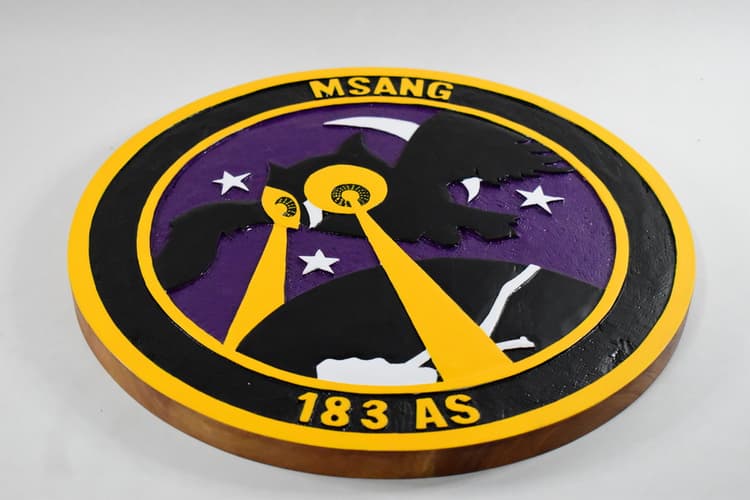 183d Mississippi ANG (Bat Eyes) Plaque, 14" Mahogany