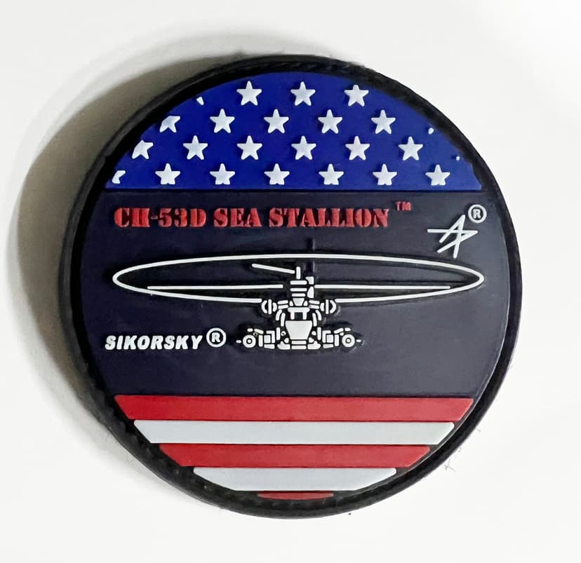 Sikorsky CH-53D Sea Stallion Flag Shoulder Patch, PVC, Glow In Dark, 3"with Hook and Loop