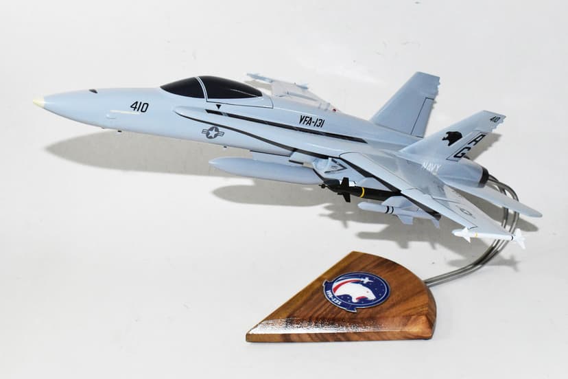 VFA-131 Wildcats USS Eisenhower 1992 FA-18A Model, Navy, 1/37th (18") Scale, Mahogany