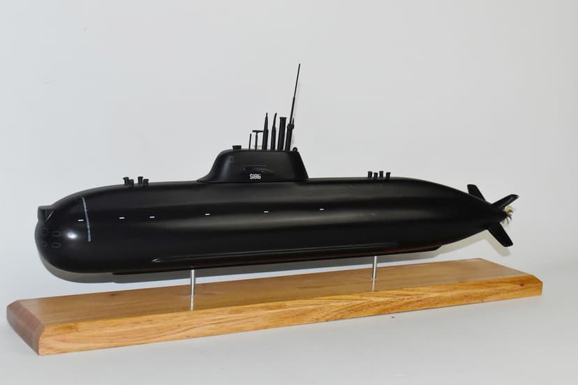 Type 212A Submarine Model, 20 inch, Mahogany