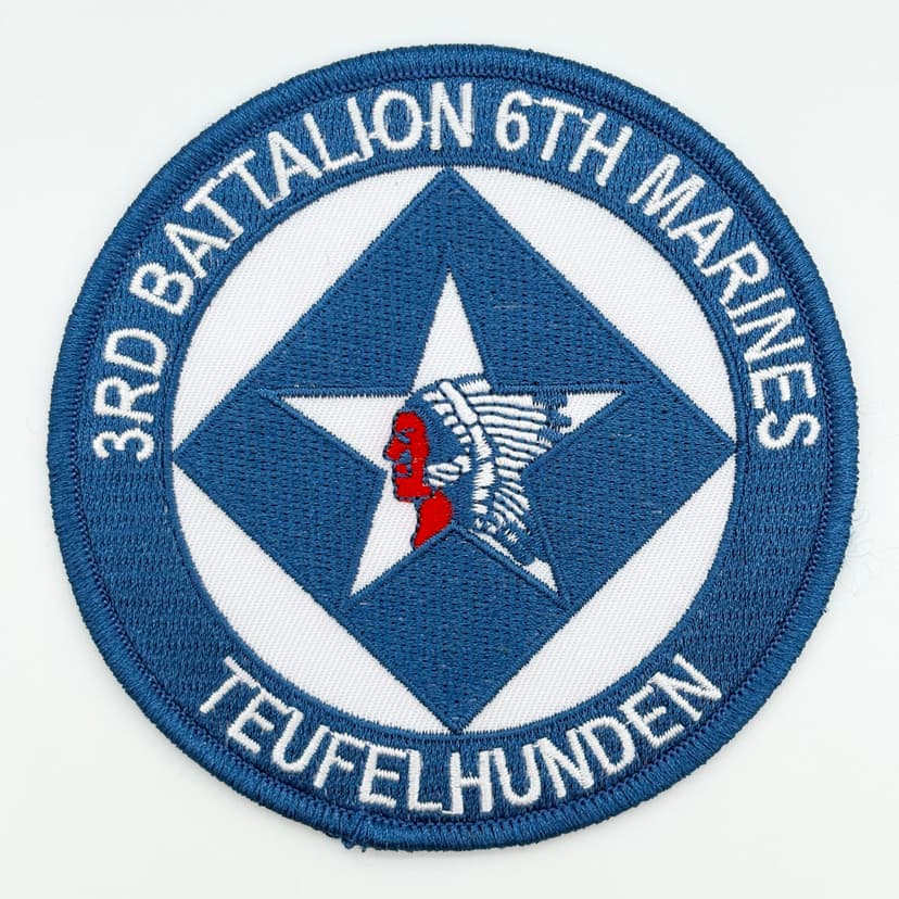 3rd Battalion 6th Marines Tufelhunden Patch – Embroidered, Plastic Backing