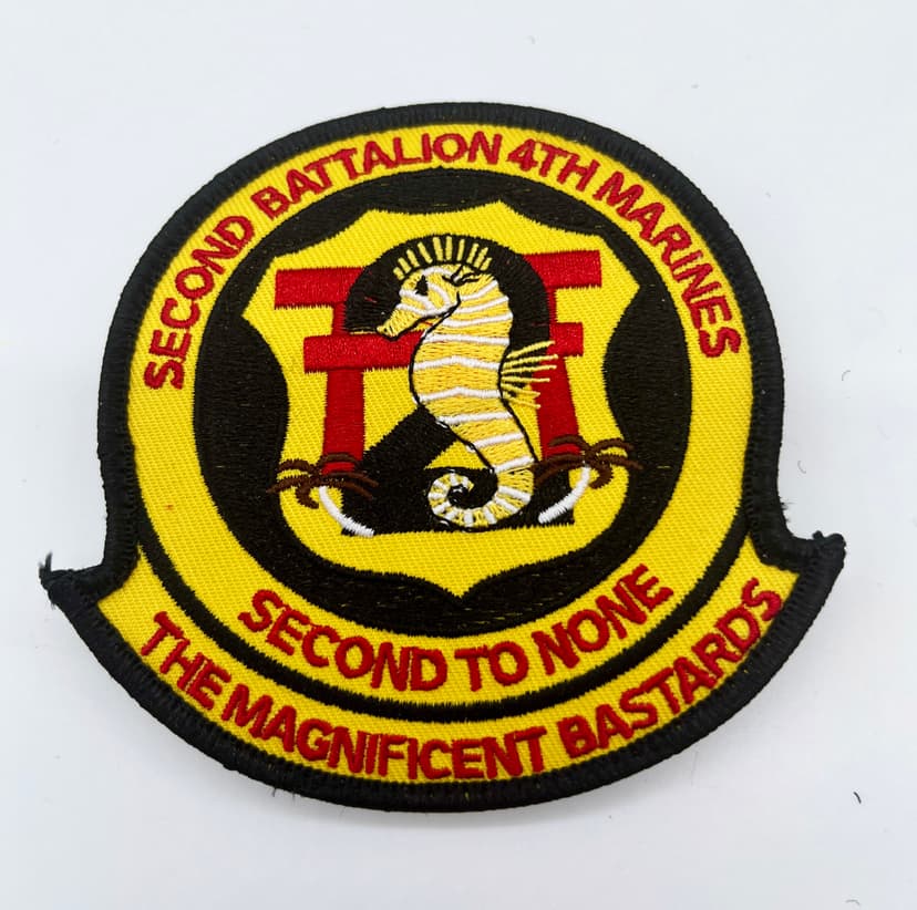 2nd Battalion, 4th Marines "Magnificent Bastards" Patch, 4" Circular Embroidered Tactical Patch with Hook and Loop Backing, USMC Infantry Battalion Heritage Insignia