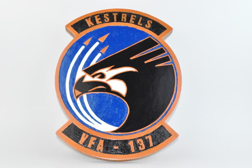 VFA-137 Kestrels Plaque, 14 inch Mahogany