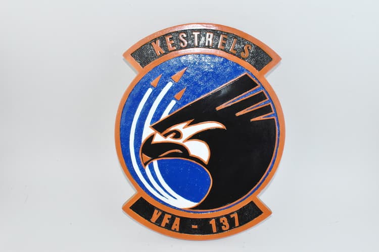 VFA-137 Kestrels Plaque, 14 inch Mahogany