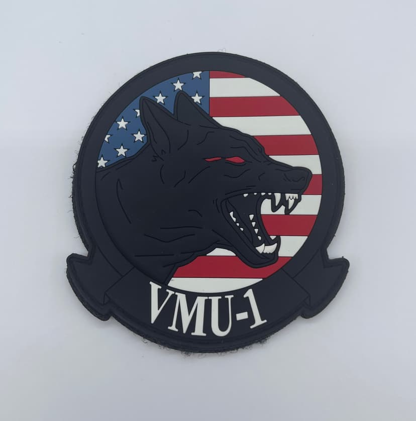 VMU-1 Watchdogs PVC Squadron Patches, 4in, Hook and Loop backing, Glow
