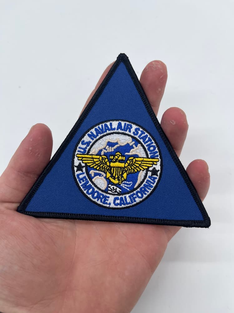 NAS Lemoore Blue Triangle Patch – Iron On Backing, 4 in