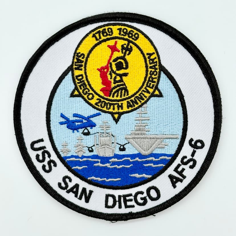 USS San Diego, AFS-6 Patch, 4.5 inch, Iron/Sew On