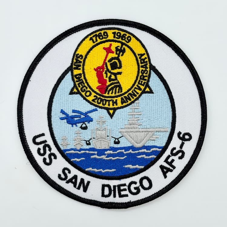 USS San Diego, AFS-6 Patch, 4.5 inch, Iron/Sew On