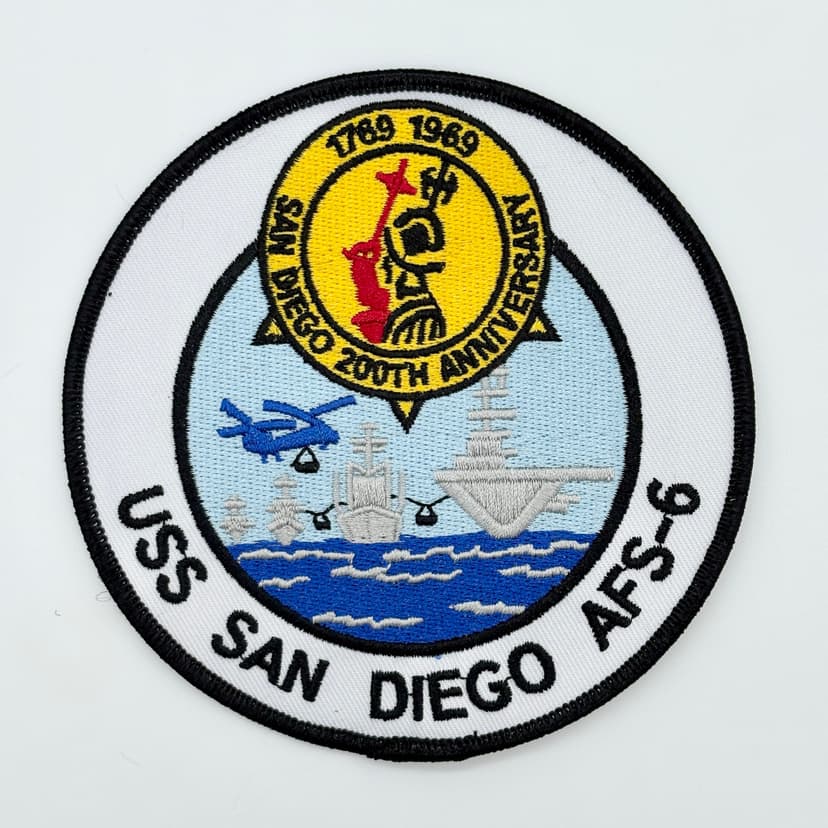USS San Diego, AFS-6 Patch, 4.5 inch, Iron/Sew On