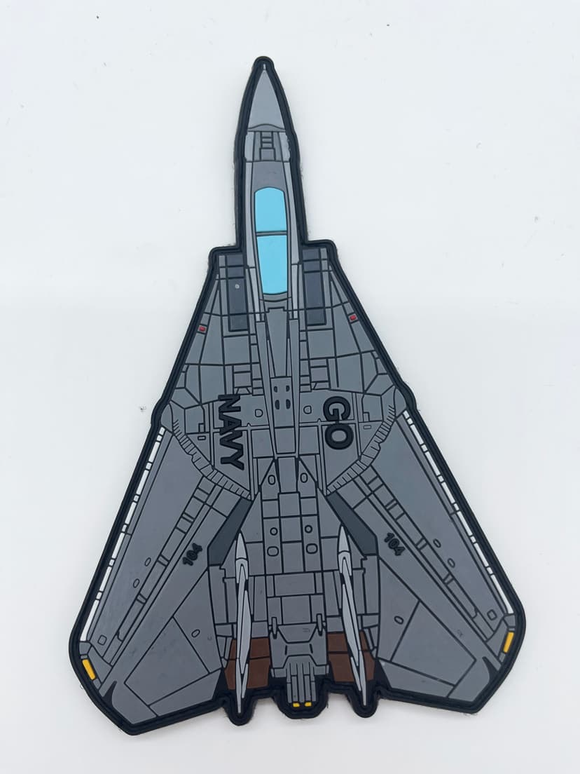 F-14 Tomcat Go Navy PVC Patch, 5x8 inch, Hook and Loop