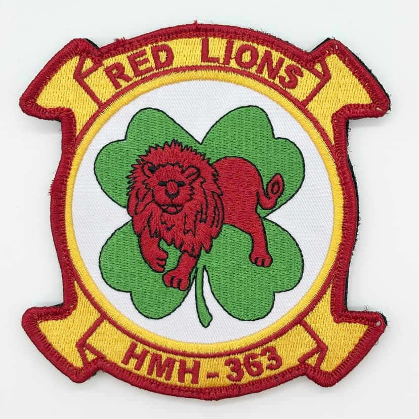 HMH-363 Red Lions Squadron Patch – With Hook and Loop, 4.5"