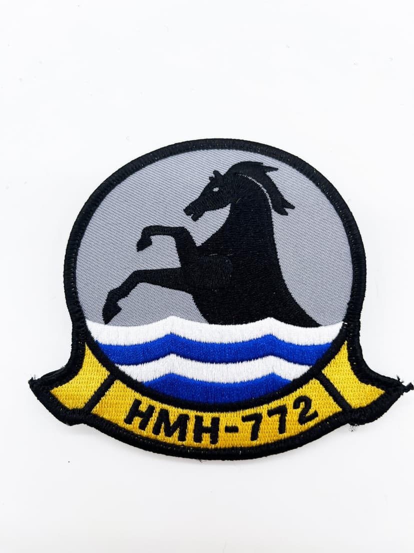 HMH-772 The Hustlers Squadron Patch, Marine Heavy Helicopter 772, 4" Circular Tactical Emblem with Hook and Loop Backing, USMC CH-53 Sea Stallion Aviation Insignia