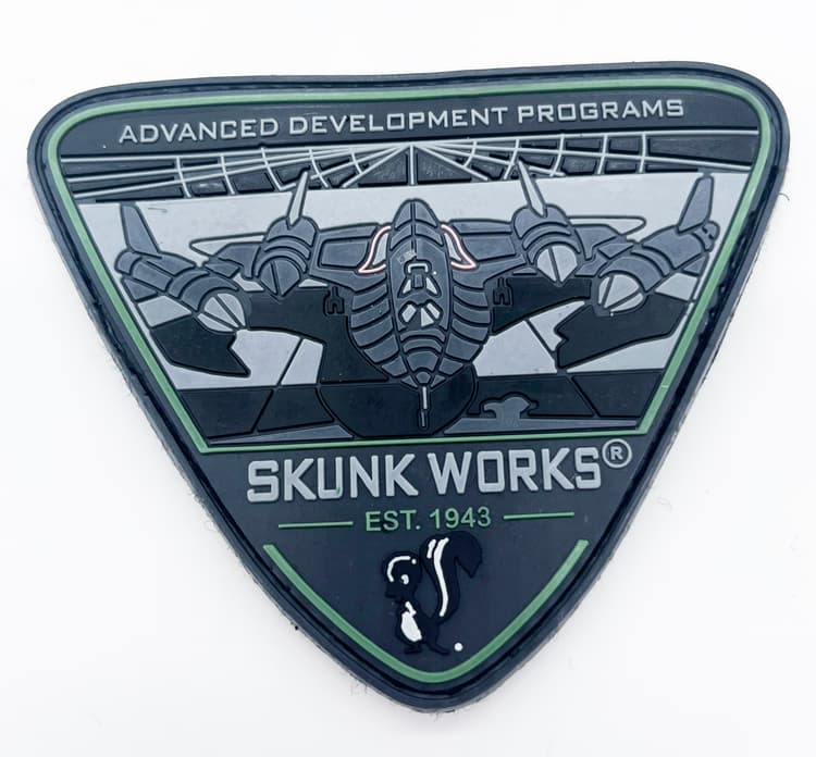 Lockheed Martin® Skunk Works® SR-71 Blackbird® PVC Patch, 4 Circular Tactical Rubber Emblem with Hook and Loop Backing, Advanced Development Programs (ADP) Est. 1943 Insignia