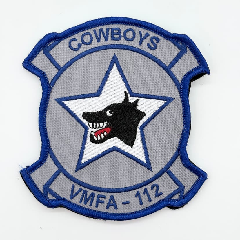 VMFA-112 "Cowboys" Squadron Patch, 4" Circular Embroidered Tactical Patch with Hook and Loop Backing, USMC Fighter Attack Heritage Insignia
