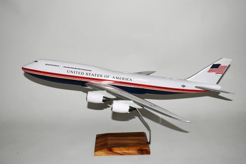 Air Force One Boeing 747-8 Mahogany Model Airplane (18-Inch) – Premium Handcrafted Wooden Replica (Red, White, & Blue)