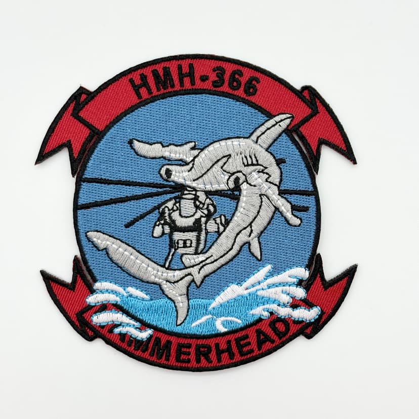 HMH-366 Hammerheads Full Color Patch – Embroidered, Iron on, 4 Inch (2)