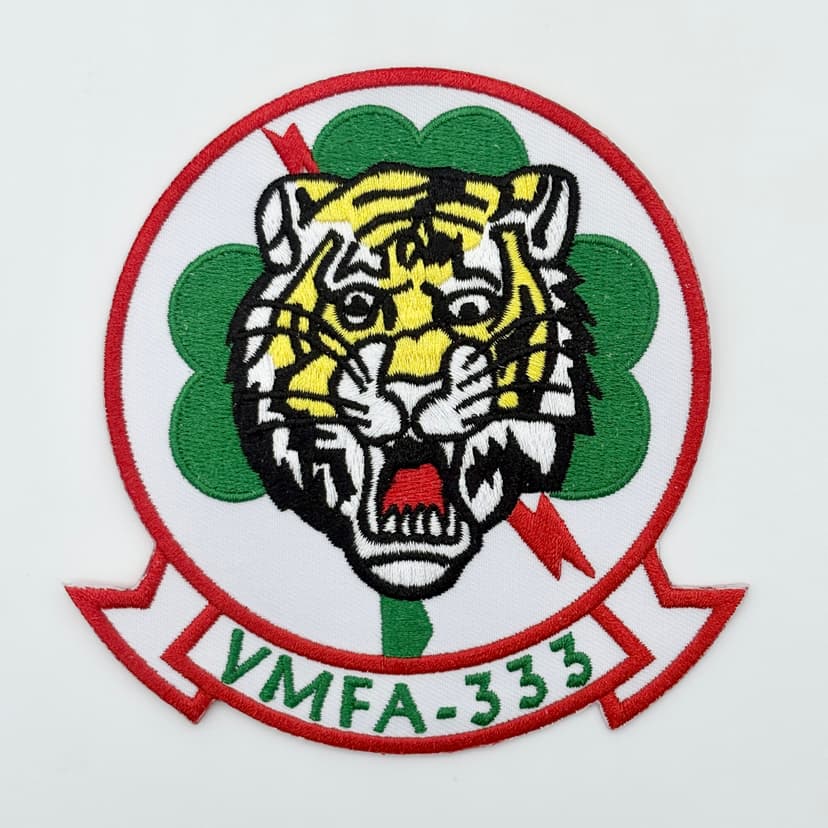 VMFA-333 Fighting Shamrocks Squadron Patch, 4 Circular Embroidered Emblem with Iron-On Backin
