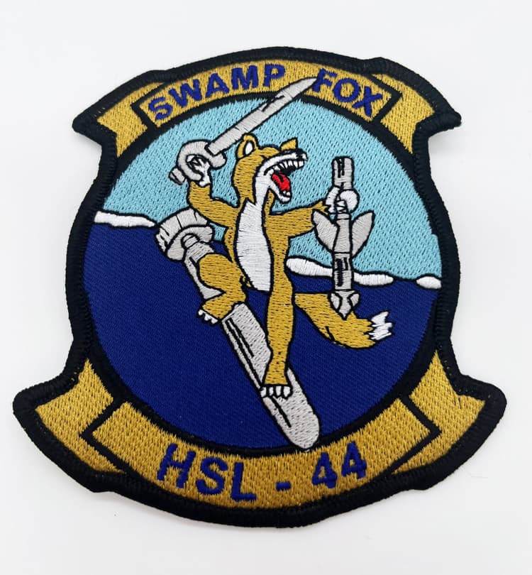 HSL-44 Swamp Fox Squadron Patch – Full Color Embroidered Navy Heritage Insignia – 4 Circular Sew-On Emblem with Plastic Backing – US Navy Helicopter Anti-Submarine Squadron Light 4 (1)