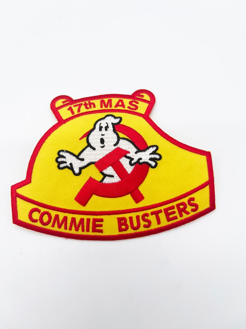 17th Military Airlift Squadron (MAS) Commie Busters Patch, 4.5 Circular Embroidered Sew-On Emblem, USAF C-141 Starlifter Charleston AFB Heritage Insigni