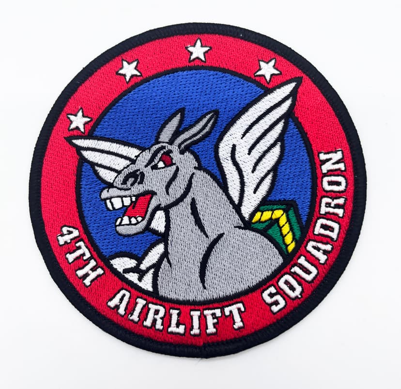 4th Airlift Squadron Fighting 4th Patch, 4 Circular Embroidered Sew-On Emblem, USAF C-17 Globemaster III McChord AFB Heritage Insignia