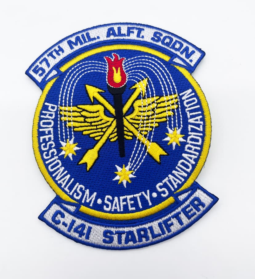 57th Military Airlift Squadron (MAS) Patch, 4.5 Circular Embroidered Sew-On Emblem, USAF MAC C-141 Starlifter Altus AFB Heritage Insignia (1) copy