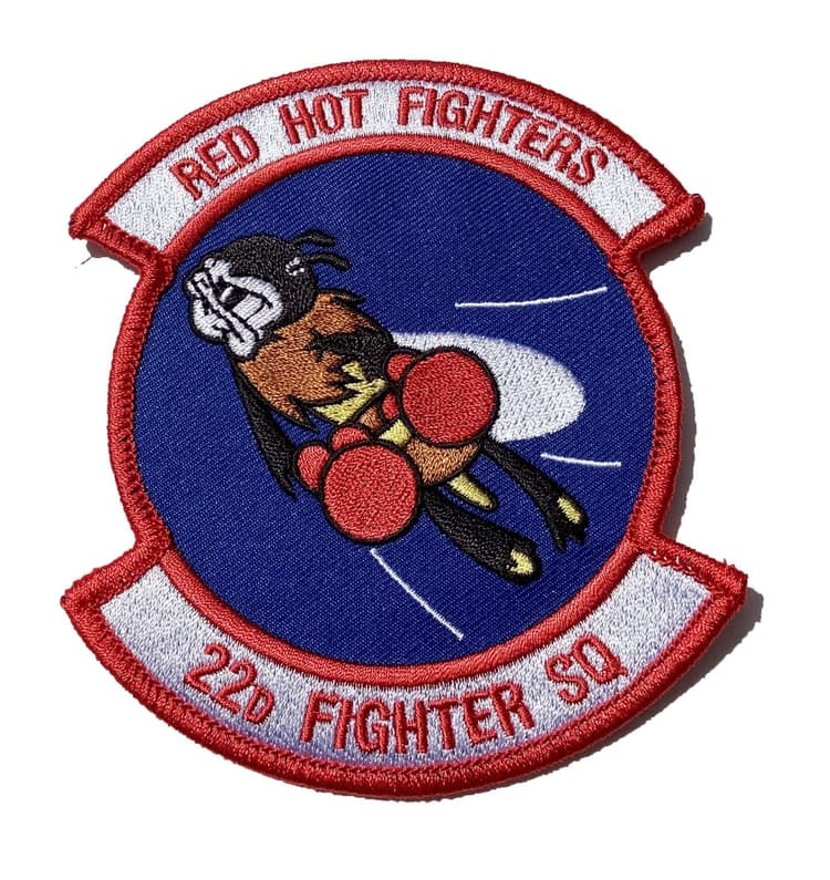 4 inch 22D FIGHTER SQUADRON RED HOT FIGHTERS Patch- Sew On